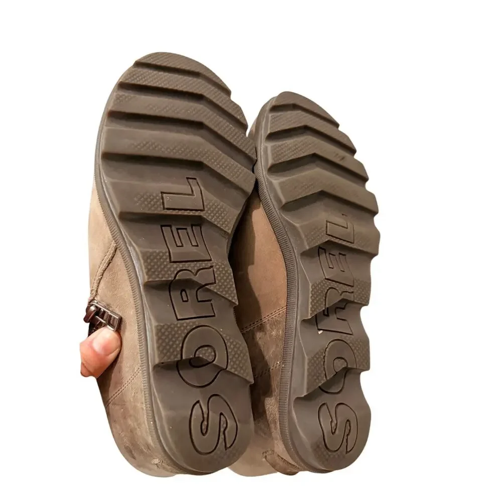 Sorel Joan of arctic wedge booties tan size 11